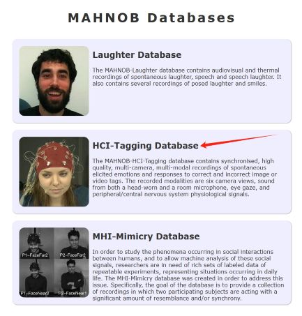 MAHNOB Databases 之 HCI-Tagging Databases